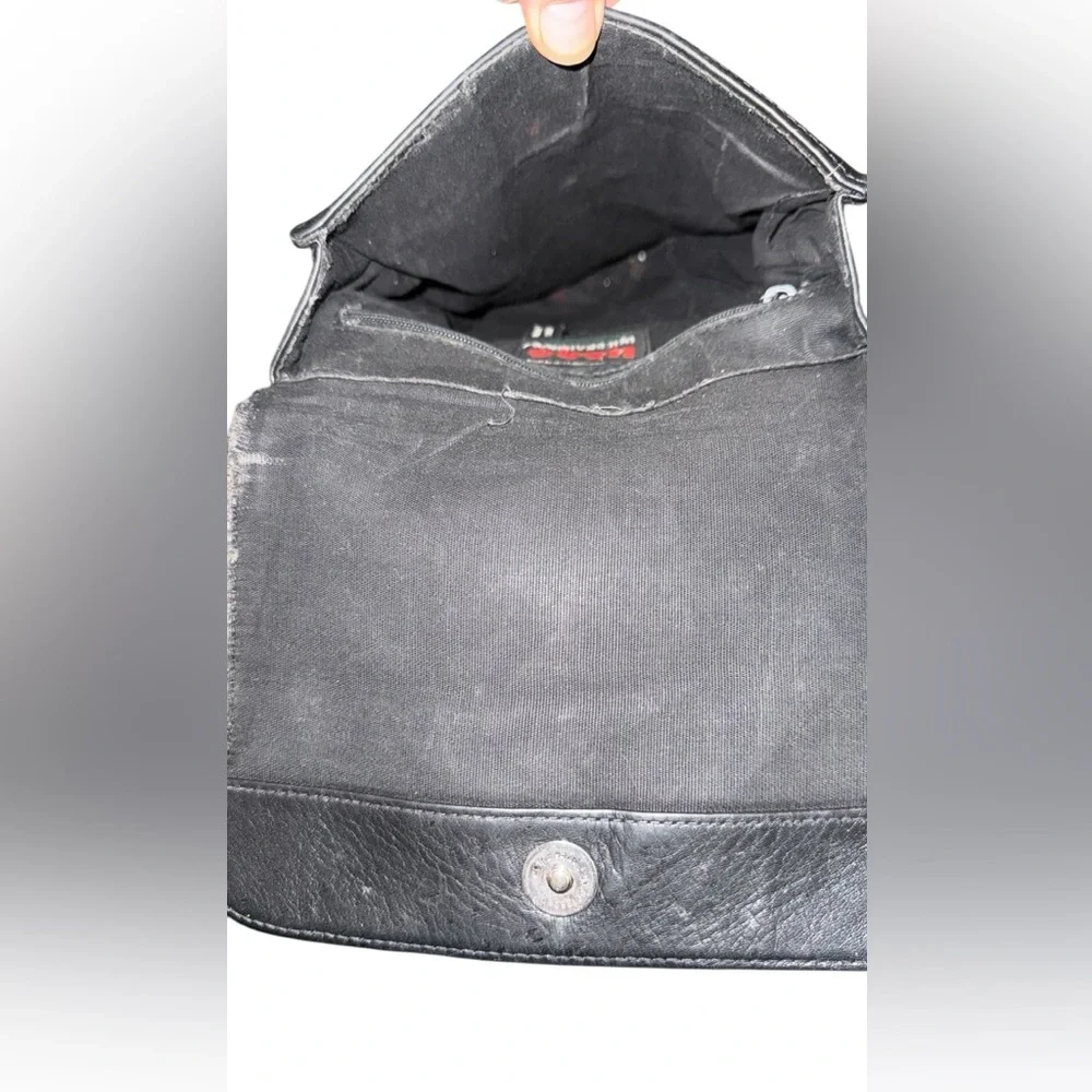 Hobo International Vintage Black Leather Small Crossbody Organizer Bag